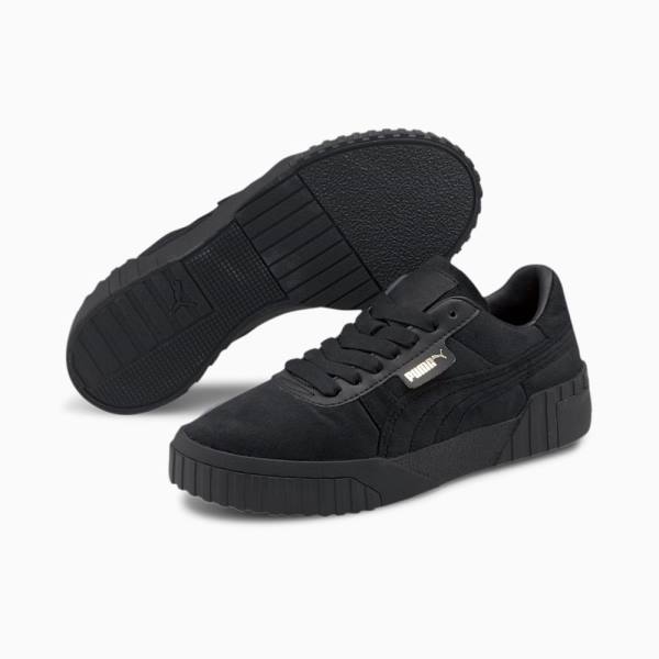 Black / Gold Women's Puma Cali Velour Sneakers | PM021EXY