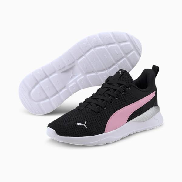 Black / Pink / Silver Boys' Puma Anzarun Lite Youth Sneakers | PM609UCO