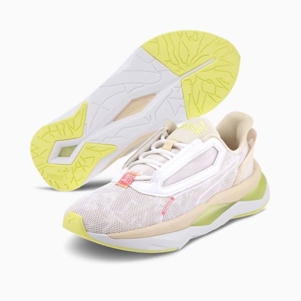 White / Beige Women's Puma LQDCELL Shatter FM Camo Training Shoes | PM132GMS