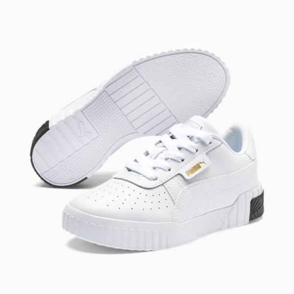 White / Black Girls' Puma Cali Sneakers | PM956EGM