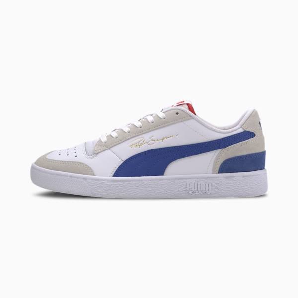 White / Blue / Red Men's Puma Ralph Sampson Lo Vintage Sneakers | PM678AZT