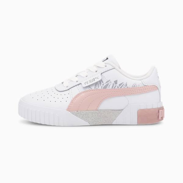 White / Pink Girls' Puma Cali Arctic Sneakers | PM594MTG