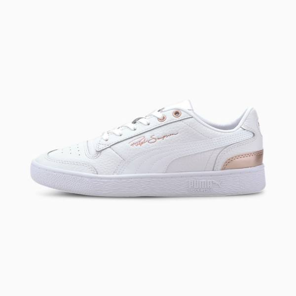 White / Rose Women's Puma Ralph Sampson Lo Metal Sneakers | PM803GPS