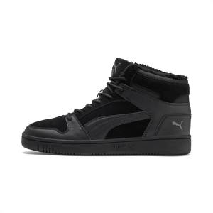 Black / Grey Men's Puma Rebound Lay Up SD Fur Sneakers | PM067PME
