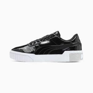 Black / White Girls' Puma Cali Patent Youth Sneakers | PM083VIO