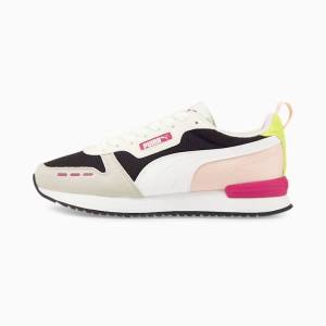 Black White Pink Women's Puma R78 Runner Sneakers | PM240ZWD