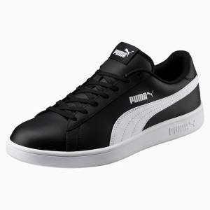 Black / White Women's Puma Smash v2 Leather Sneakers | PM194DTG