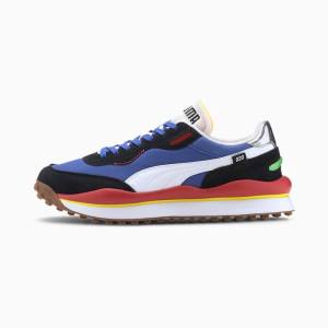 Blue / Black / Red Men's Puma Style Rider Play On Sneakers | PM972GVQ