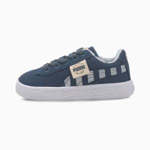 Blue / Grey Boys' Puma Basket Canvas T4C Sneakers | PM704KQT