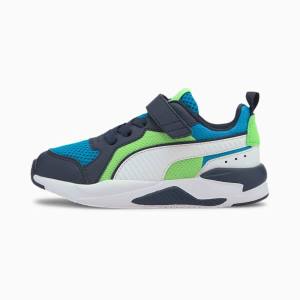 Blue / White / Green Girls' Puma X-Ray AC Sneakers | PM027OUT