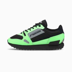 Green / Black Men's Puma Mile Rider Bright Peaks Sneakers | PM930KIS