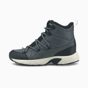 Grey / Black / Silver Boys' Puma Axis Trail Youth Winter Sneakers | PM920FTA