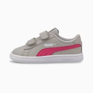 Grey / Pink Girls' Puma Smash v2 Sneakers | PM624BCG