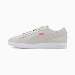 Grey / Pink Women's Puma Smash v2 Leather Sneakers | PM907BNW