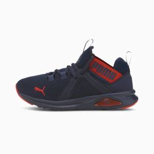 Navy / Red Girls' Puma Enzo 2 Weave Youth Sneakers | PM605QSG