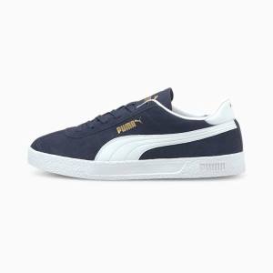 Navy White Gold Men's Puma Club Sneakers | PM015OSB