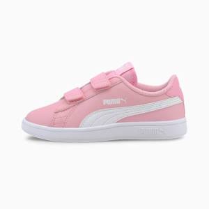 Pink / White Boys' Puma Smash v2 Leather Sneakers | PM690FPA