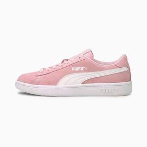 Pink / White Boys' Puma Smash v2 Suede Jr Sneakers | PM579UWI