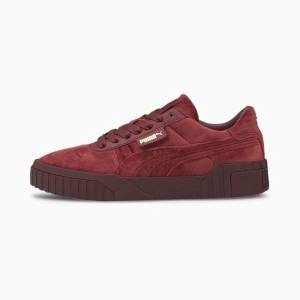 Red / Gold Women's Puma Cali Velour Sneakers | PM432KMF