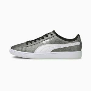 Silver / White / Black Girls' Puma Vikky v2 Glitz 2 Youth Sneakers | PM796OWF