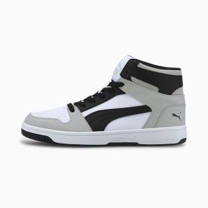 White / Black / Grey Men's Puma Rebound Lay Up Sneakers | PM294QIC