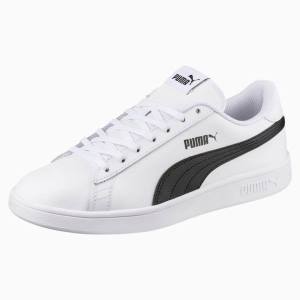 White / Black Men's Puma Smash v2 Leather Sneakers | PM516GOX