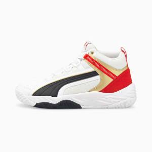 White Black Red Gold Men's Puma Rebound Future Evo Sneakers | PM530LNA