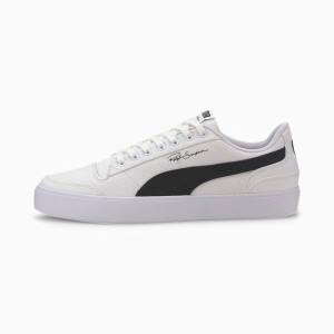 White / Black / White Women's Puma Ralph Sampson Vulcanised Canvas Sneakers | PM291TBF