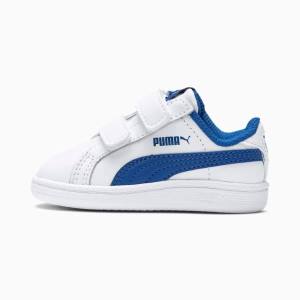 White / Blue Boys' Puma Smash Sneakers | PM249FCV
