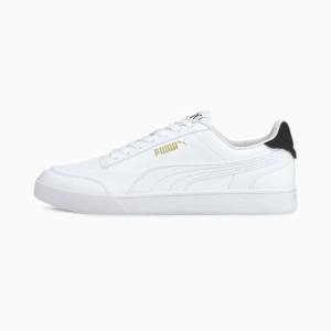 White / Gold Women's Puma Shuffle Sneakers | PM598EDL