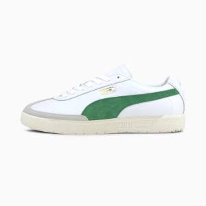 White / Green Men's Puma Oslo-City Premium Sneakers | PM015VCE