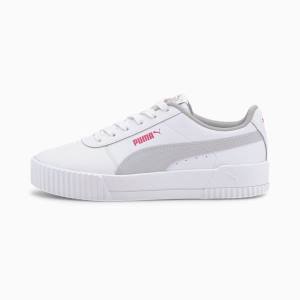 White / Grey Girls' Puma Carina L Youth Sneakers | PM503AOJ