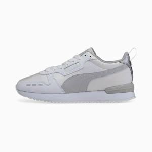 White / Grey / Silver Women's Puma R78 Metallic Sneakers | PM507AQE