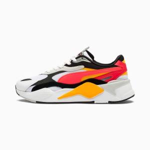 White / Orange Women's Puma RS-X Puzzle Sneakers | PM805VML