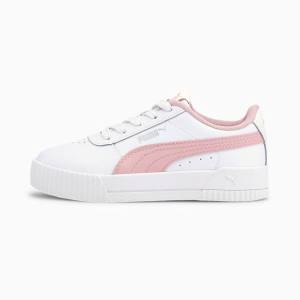 White / Pink Girls' Puma Carina L Sneakers | PM832ECA