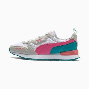 White / Pink / Grey Women's Puma R78 Runner Sneakers | PM036DBG