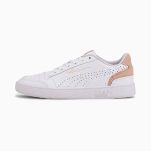 White / Pink Women's Puma Ralph Sampson Lo Perf Colour Sneakers | PM542ELS