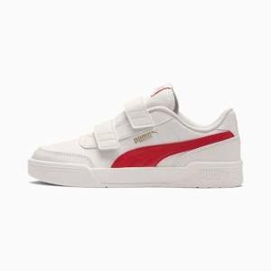 White / Red / Gold Girls' Puma Caracal V Sneakers | PM623UKN