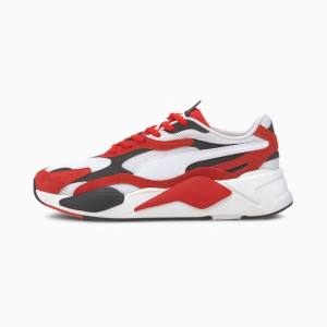 White / Red Men's Puma RS-X3 Super Sneakers | PM629XNI