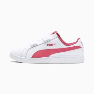 White / Rose Girls' Puma Smash Leather V PS Sneakers | PM493KPT