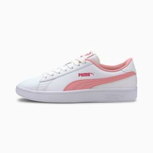 White / Rose / Rose Boys' Puma Puma Smash v2 Youth Sneakers | PM294IML