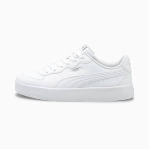 White Silver Women's Puma Skye Clean Sneakers | PM953GIA