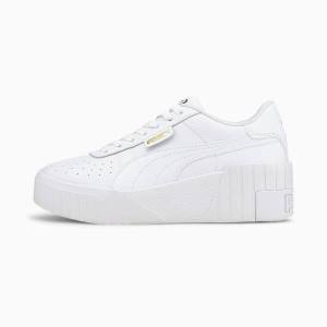 White Women's Puma Cali Wedge Sneakers | PM652YWZ