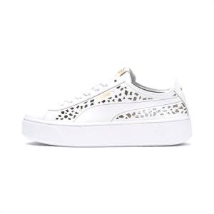 White Women's Puma Vikky Stacked Laser Cut Sneakers | PM263LRB