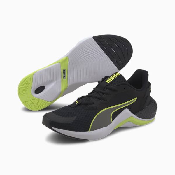 Black / White / Yellow / Grey Men's Puma HYBRID NX Ozone Running Shoes | PM475DIG