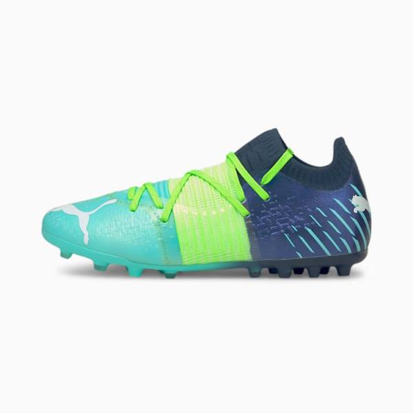 Green Light Turquoise Men\'s Puma Future Z 1.2 MG Football Shoes | PM461SRP