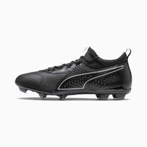 Black / Black Men's Puma PUMA ONE 3 Leather FG Football Shoes | PM351WMY