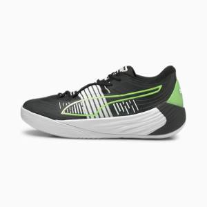Black Green Men's Puma Fusion Nitro Basketball Shoes | PM032UCE