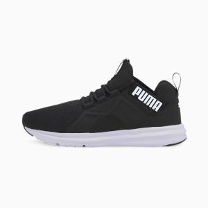 Black / White Men's Puma Enzo Edge Mesh Running Shoes | PM682YHP