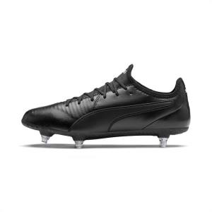 Black / White Men's Puma KING SG Football Shoes | PM561VWT